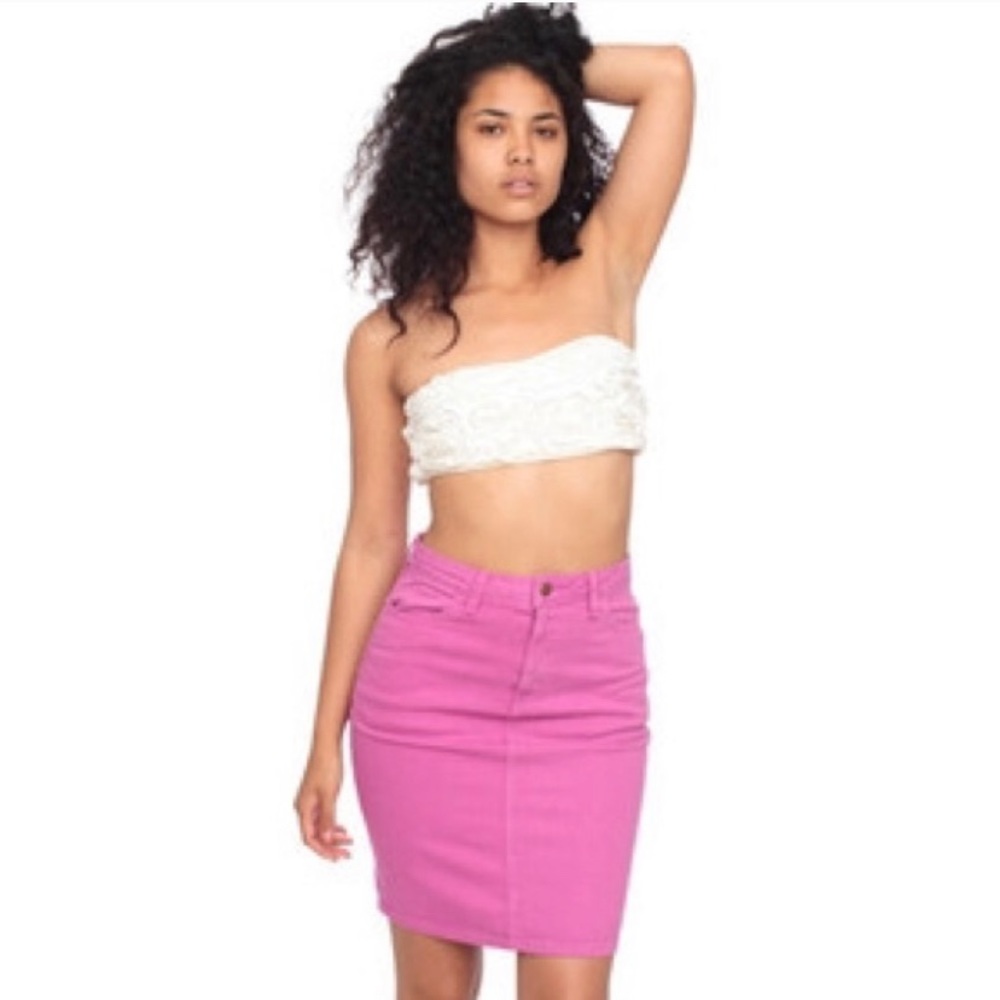 Pink denim pencil skirt!